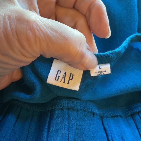 Gap Blue Ruffle Pull Over 3/4 Sleeve Lightweight Top L - Picture 3 of 5